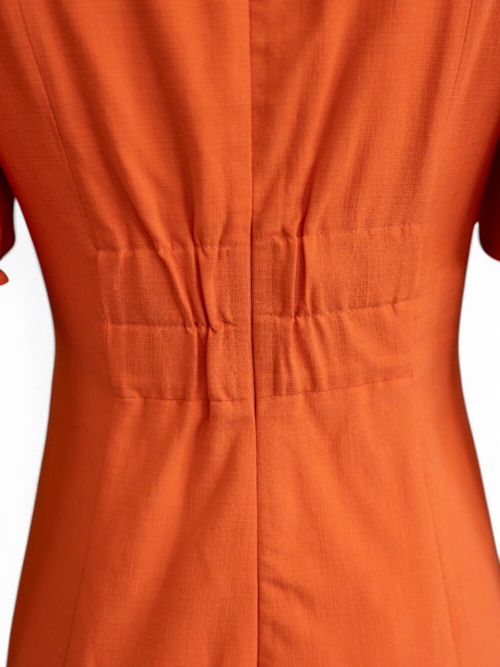 ME+EM Orange Zing Ruched Midi Dress NWT | Flutter Sleeve | UK 10 / US 6 | $575 - Picture 10 of 14